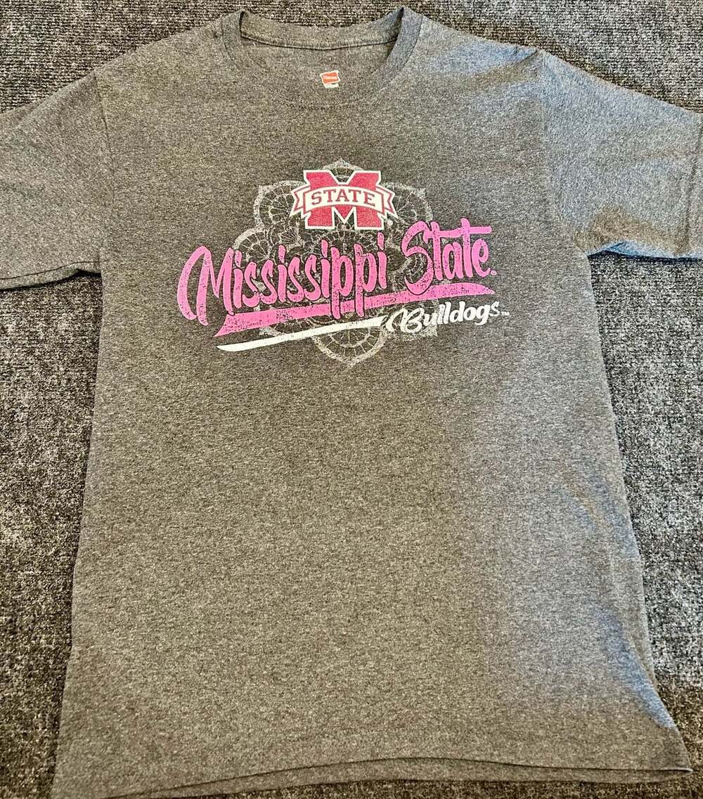 Hanes Mississippi State Bulldogs Heather Gray Graphic T-Shirt Women's Size S